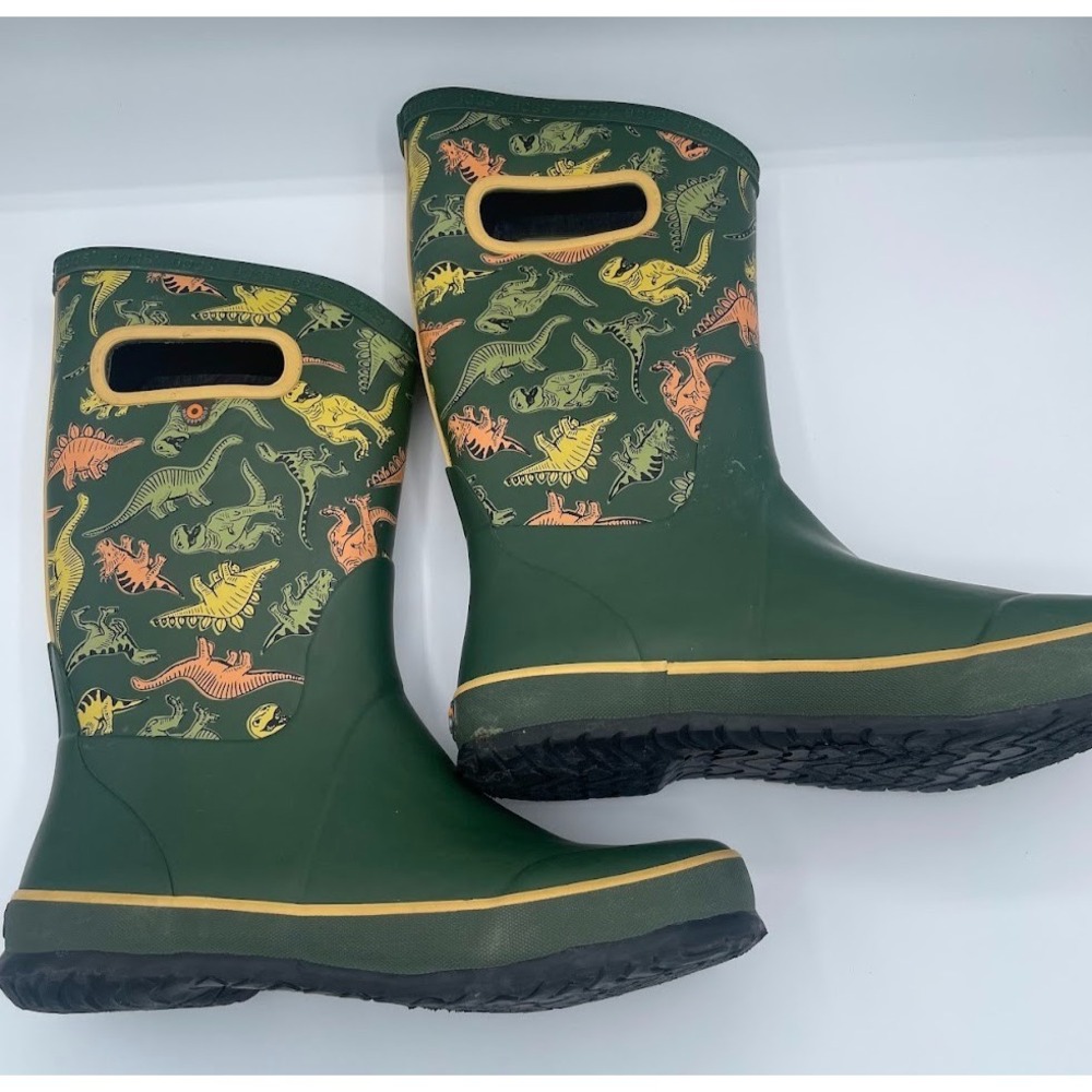 BOGS Rainboot Super Dino Kids Youth 5 Green Waterproof Boots 79080-301